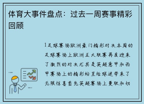 体育大事件盘点：过去一周赛事精彩回顾